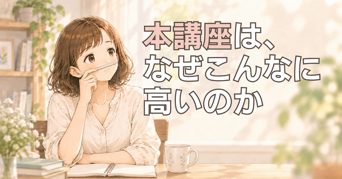 人中にペンをはさみながら、何やら考え込んでいるICCMのIMキャラクター